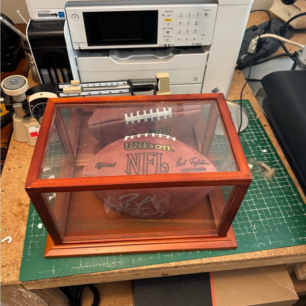 Wilson NFL Football with Signature in Glass Display Case